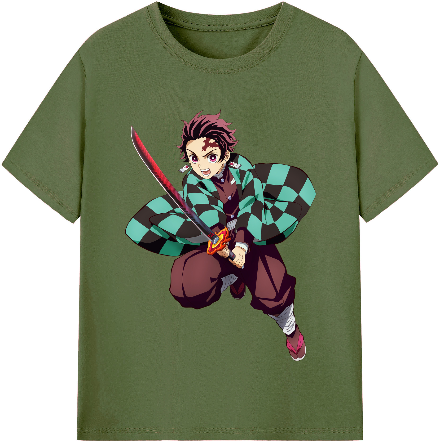 （画像用） 鬼滅の刃 竈門 炭治郎／かまど たんじろう Kamado Tanjirou 綿100％半袖Tシャツ（フロントプリント）